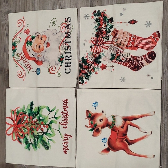 Set of 4 Christmas Themed Pillow Covers - Picture 1 of 5